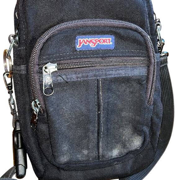 Vintage 90s Y2K Jansport Crossbody Bag Made in USA Black Small - Picture 2 of 11